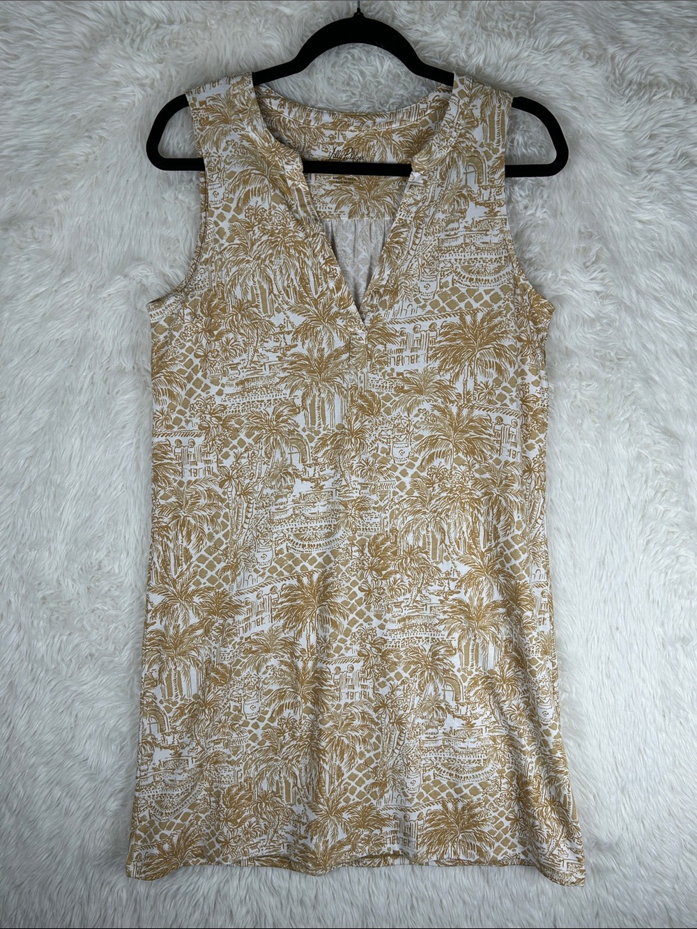 Lilly Pulitzer Tropical Print Dev Shift Dress - White & Gold